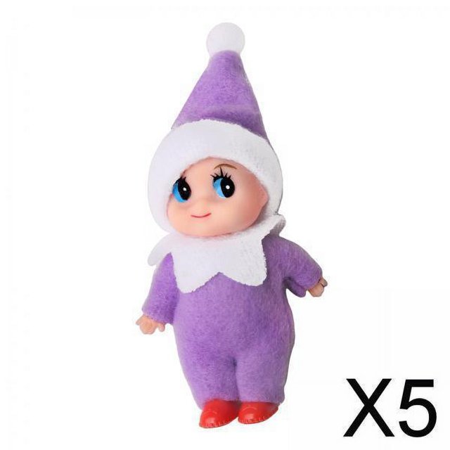 6xNavidad Decoración de Juguete de Navidad Muñecas Adornos Navideños Pequeñas Muñecas Figuras de Muñecas de Navidad para Estan 5 piezas