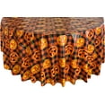 thumbnail image 3 of Newbridge Halloween Jack O Lantern Gingham 60 x 84 inch Oval Vinyl Flannel Backed Tablecloth, 3 of 8