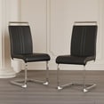 thumbnail image 2 of Set of 4 Modern Dining Chairs, PU Faux Leather High Back Upholstered Side Chair with C-shaped Tube plating Metal Legs for Dining Room Kitchen Vanity Patio Club Guest Office Chair (Black), 2 of 12