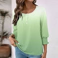 thumbnail image 3 of Kukoosong Women's 3/4 Sleeve T-shirts Fashion Crewneck Button-down Shirt Loose Comfy Trendy Pullover Tops, 3 of 5