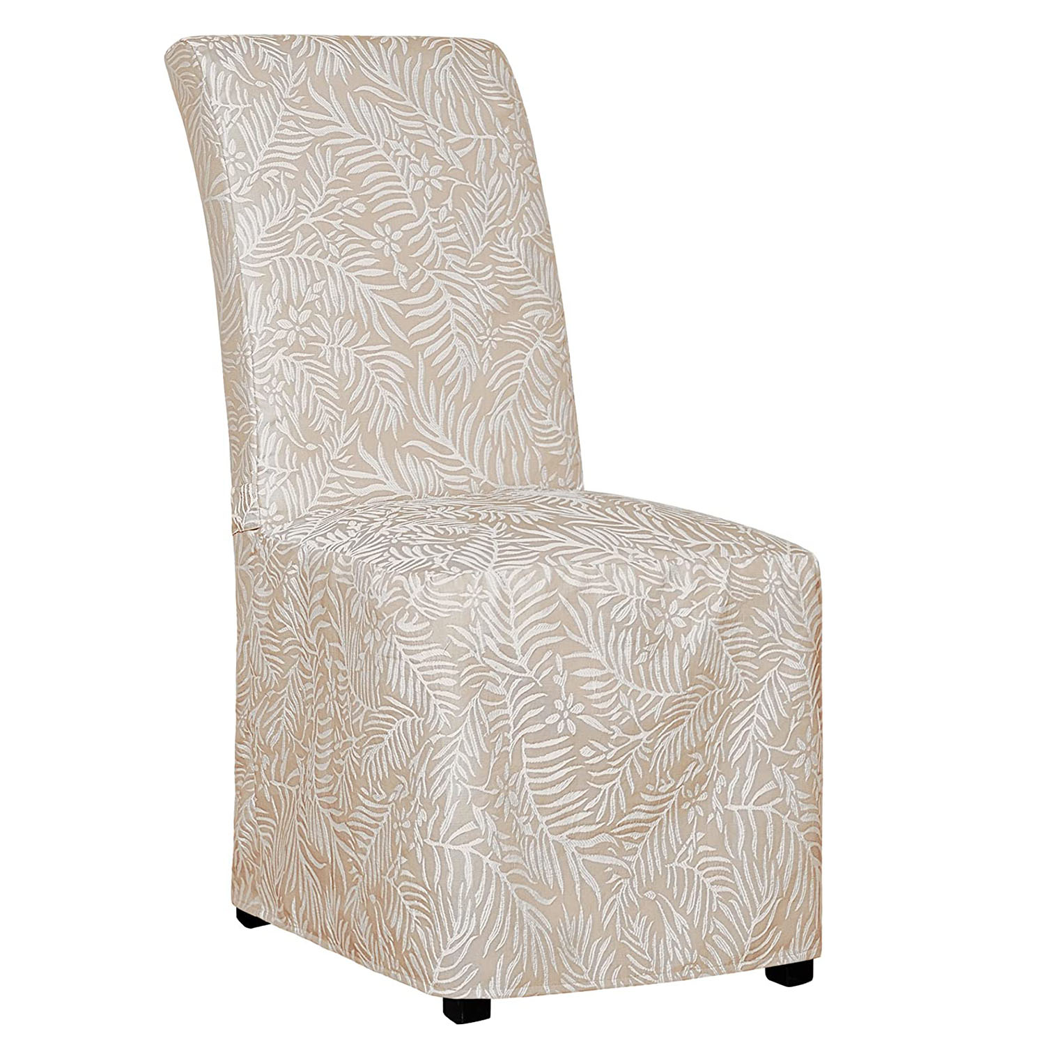 Jacquard Dining Chair Cover Full Length Parson Chair Cover with Tie