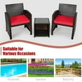 thumbnail image 5 of Costway 3PCS Patio Rattan Wicker Furniture Cushion Sofa Coffee Table Red, 5 of 11