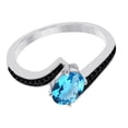 thumbnail image 2 of AoneJewelry 1.00 Carat 14K Yellow, White Rose Gold Blue-Topaz and Black Diamond Ring, 2 of 5