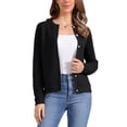 thumbnail image 1 of Cárdigan de punto para mujeres, con botones, cuello redondo, suéteres de manga larga, abrigo M negro, 1 of 6
