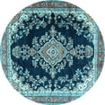 thumbnail image 1 of Ahgly Company Indoor Round Medallion Light Blue Traditional Area Rugs, 6' Round, 1 of 4
