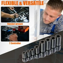 Tap Socket Set, 8Piece – 1/4" & 3/8" Drive, Fits All MCTI Standard Taps (1/2" & 1/8" NPT, Up to 12mm Metric), Ideal for Socket Wrench Set Use