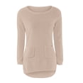 thumbnail image 4 of VISALY Pullover Crewneck Sweaters Oversized Sweaters Long Sleeve Pullovers Loose Fluffy Fuzzy Jumper Sweater Mid Long Sweaters with Pockets Cardigan Jacket Plain Sweatshirt Sweatshirts Khaki Xxl, 4 of 5