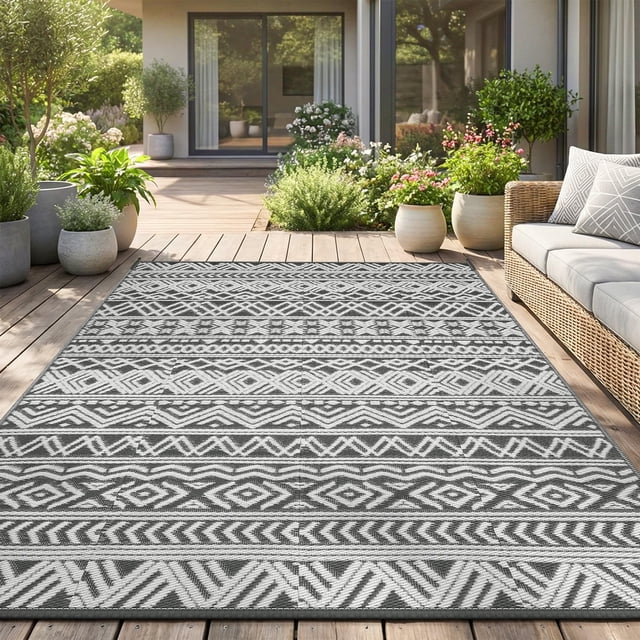 Outdoor Rug 5x8 ft Waterproof Outdoor Carpet-Patio RV Deck Camping Rug Portable Boho Rugs for Outdoor Area Rug Picnic Backyard Porch Beach