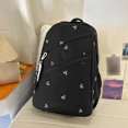 thumbnail image 3 of Bow Print Large Capacity Backpack, Multi-Pocket Zipper Closure School Bag with Pendant for Travel Work Shopping (Black), 3 of 8