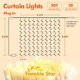 thumbnail image 2 of Twinkle Star 300 luces LED para cortina, 12 modos de luces de hadas enchufables para dormitorio, boda, fiesta, cumpleaños, luces parpadeantes colgantes para decoración de fondo de ventana de pared int, 2 of 5