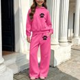 thumbnail image 3 of Auroural Girls Sweatsuit 2 Piece Sets Kids Hoodie Sweatshirts Children's Winter Printed Hooded Sweatshirt Wide-Leg Pants Casual Sports Fleece-Lined Warmth Two-Piece Set Kids, 3 of 7