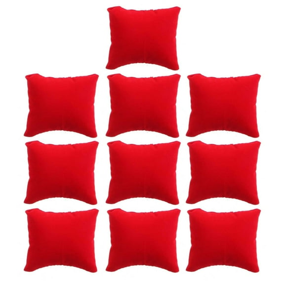 Amaiiu 10 Pieces Women Men Portable Bracelet Pillows Watch Cushions Home Wristwatch Bangle Necklace Holder Organizer Jewellery Red