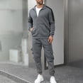 thumbnail image 2 of Stamozd Mens Sweatsuits 2 Piece Set Long Sleeve Zip Up Jacket and Cargo Pants Casual Gym Workout Track Suit Plus Size Mens Clothes Dark Gray XL, 2 of 8