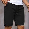 thumbnail image 2 of ZCFZJW Mens Elastic Waist Cargo Shorts Trendy Athletic Workout Short Pants Lightweight Regular Fit Summer Casual Drawstring Bermuda Shorts with Pockets Black L, 2 of 6