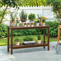 ZENY 48" 2-tier Wooden Console Table, Brown