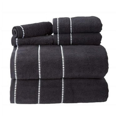 Bedford Home 67A-76948 Quick Dry 100 Percent Cotton Zero Twist 6 Piece Towel Set - Black