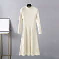 thumbnail image 2 of Birdeem Longue Robe d'Été pour Femmes Mode pour Femmes Couleur Unie Tricot Manches Longues Robe à Col Rond Robe à Manches Longues pour Femmes, 2 of 3