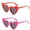 Pink,Red, variant on Fansbe Heart Shaped Sunglasses for Women,Fashion Cat Eye Mod Style Retro Glasses Red+White