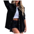 thumbnail image 1 of Vedolay Jackets for Women Womens Oversized Lapel Button Up Long Sleeve Classic Jean Jacket,Black S, 1 of 5