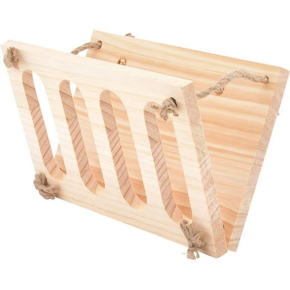 Hanging Rabbit Hay Rack Feeder Multi-Functional Wooden Manger Grass Holder Rabbit Hay Feeder Rack Wooden Wall-mountable 4 Holes Hay Manger for Rabbits Mixed Color