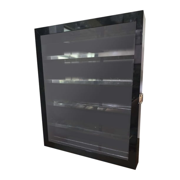 Vitrina para monedas de desafío, soporte para fichas de póker, caja de sombra, armario de pared Negro espesado