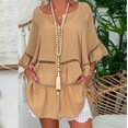 thumbnail image 2 of Chemises Décontractées Surdimensionnées à Manches Cloche Col en V Dentelle Patchwork Tops Amples pour Femmes, 2 of 2