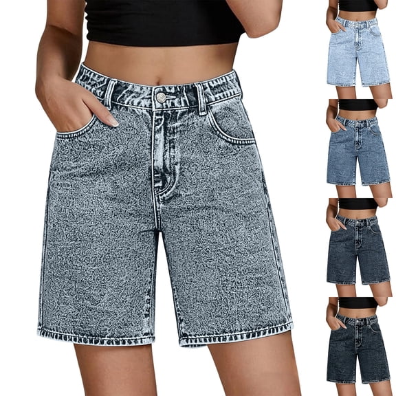 Women's High Waisted Baggy Denim Shorts Jorts Casual Summer Trendy
