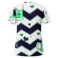 thumbnail image 4 of Camisas de Manga Corta para las Mujeres Impresión Cuello Redondo Suéter Encaje Blusa, Top Casual para el Hogar Y Diario, 4 of 9