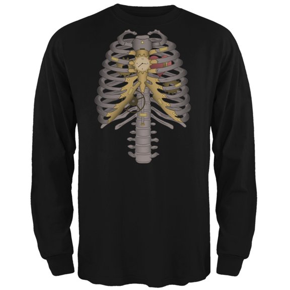 Halloween Steampunk Mechanical Skeleton Costume Mens Long Sleeve T Shirt
