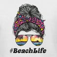 thumbnail image 2 of Messy Bun BeachLife | Cool Neon Leopard Print Bandana | Sunglasses Vaction Beach Paradise Fashion Womenâ€™s Standard V-Neck Tee, White, S, 2 of 5