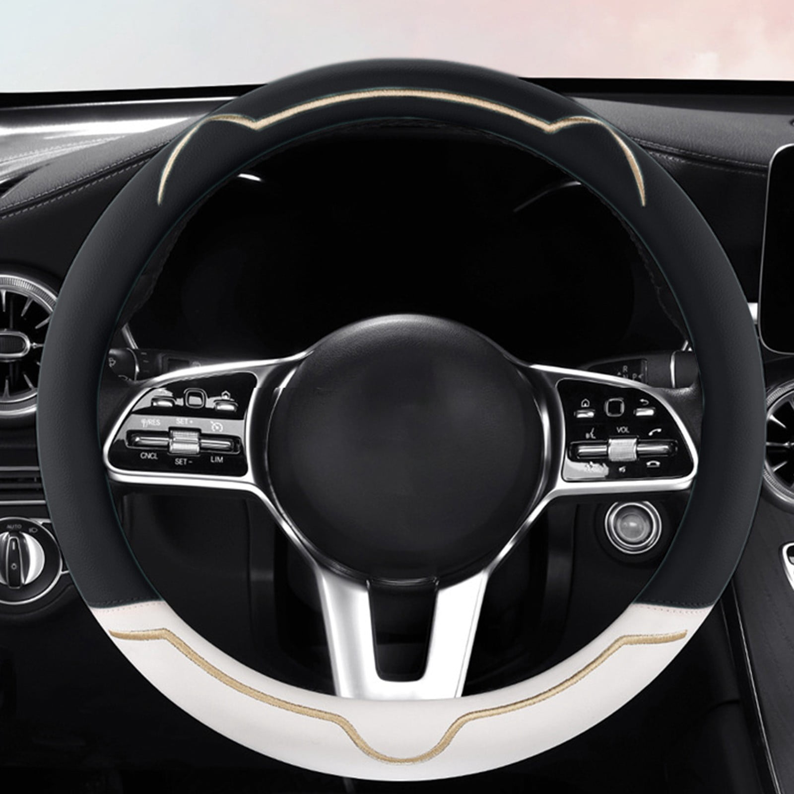Housse De Volant Voiture En Silicone Antidérapant - Protection Et Confort Pour Volant 32-40cm, Noir Élégant