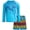Aqua Palm Tree, variant on Boys Swim Set - Boys Rash Guard Swim Set - UPF 50+ Rash Guard Long Sleeve Swim Shirt Board Short Swim Trunks (5-14)