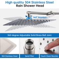 thumbnail image 4 of All Metal 10 inch Rain Shower Head with 13 Inch Adjustable Extension Arm, High Pressure Rainfall Showerhead, Luxury Modern Look Square Large Waterfall (Brushed Nickel), 4 of 7