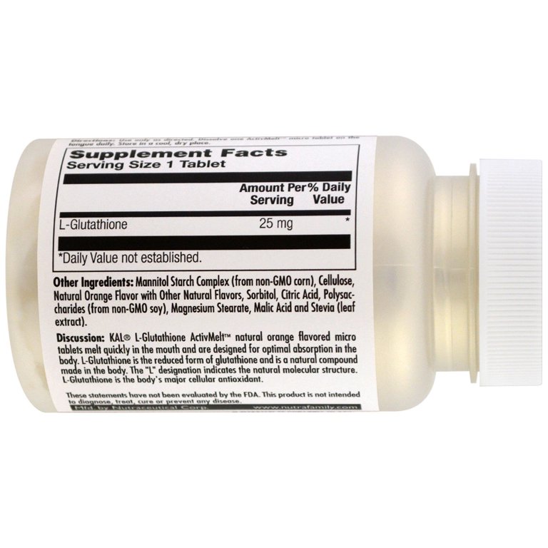 glutathione not dissolving KAL L-Glutathione, Reduced Supplement, High Absorption Antioxidant, Orange Flavor Instant Dissolve ActivMelt, Vegetarian, Lab Verified, 90 Servings, 90 Micro Tablets : Health & Household Glutathione: Master Antioxidant, Reducing Oxidative