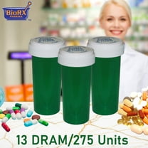 Pharmacy Prescription Vials, Green Child Resistant Medicine Bottle, 13 Dram Reversible, Caps Included, Pack of 275 (Pill Container, Pharmacy Bottle, Pharmacy Container) by Sponix BioRx