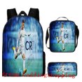 thumbnail image 1 of Conjunto de mochila infantil de 3 piezas con diseños de jugadores de fútbol para el colegio., 1 of 5