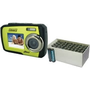 Coleman Green Duo Waterproof Digital Camera with 14 Megapixels and UPG 50-Pack AAA Batteries