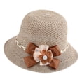 thumbnail image 2 of Harpily Sun Hat for Women French Retro Woven Ruffled Bow Decor Lightweight Wide Brim Bucket Hat for Beach Travel Daily Wear, 2 of 3