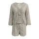 thumbnail image 3 of MKLEKYY conjunto Corto de Dos Piezas de Encaje Ajustado para Mujer, Top y Pantalones Cortos Sexis con Cuello En V y Mangas Acampanadas, Trajes de Fiesta con Bordado Suave y Hueco, 3 of 4