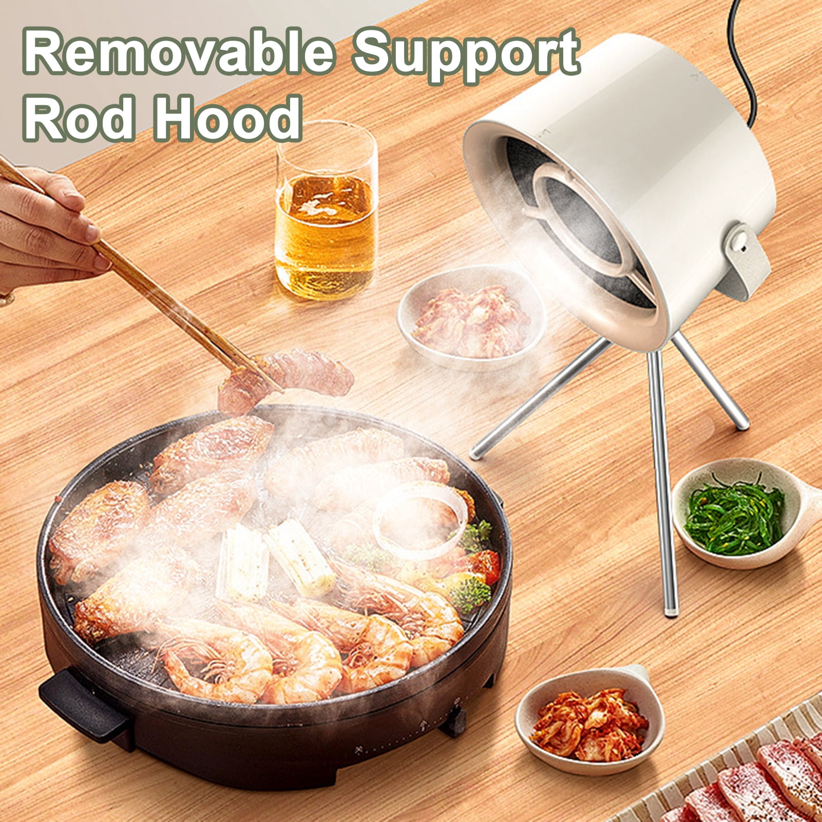 sunsanly Portable Exhaust Hood with 3-Speed Fan Changeable Filter Low Noise Easy Control Kitchen Vent for BBQ Cooking Grilling Compact Lightweight Design for Homes Apartments RVs