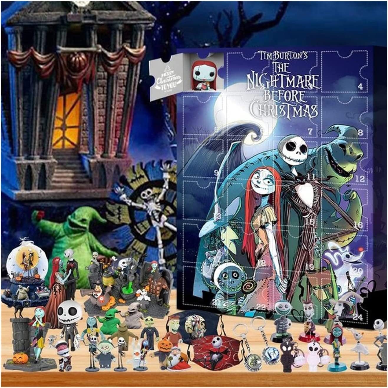 24PCS Halloween Dolls Advent Calendar, Jack Skellington & Sally Cute