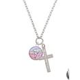 thumbnail image 2 of Delight Jewelry Silvertone Domed Multi Color RRT I Have Plans for You Engraved Cross Zoey Necklace, 28", 2 of 4