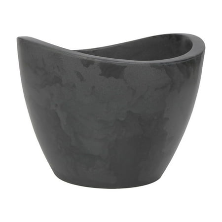 Ecobo 11.8 inches Eco-Friendly Round Pot Planter Onda Indoor/Outdoor use Durable Versatile & Lightweight Designed by Brazilian Artisans Contemporary All-Weather Design –Black