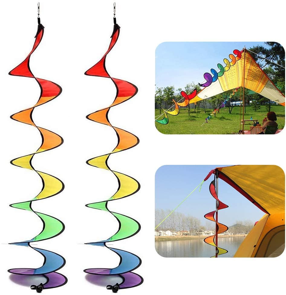 2x Spiral Windmill Colorful Windsock Twister Garden Yard Tent Outdoor Decor 