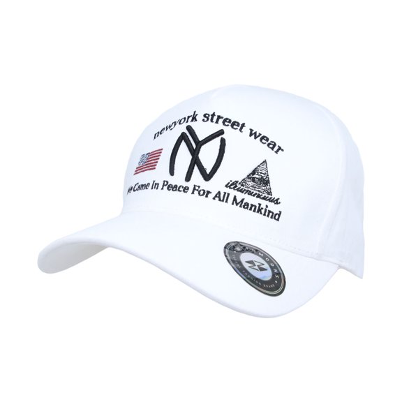 WITHMOONS Cotton New York American Flag Embroidery Hat Trucker Baseball Cap TR11419 (White)