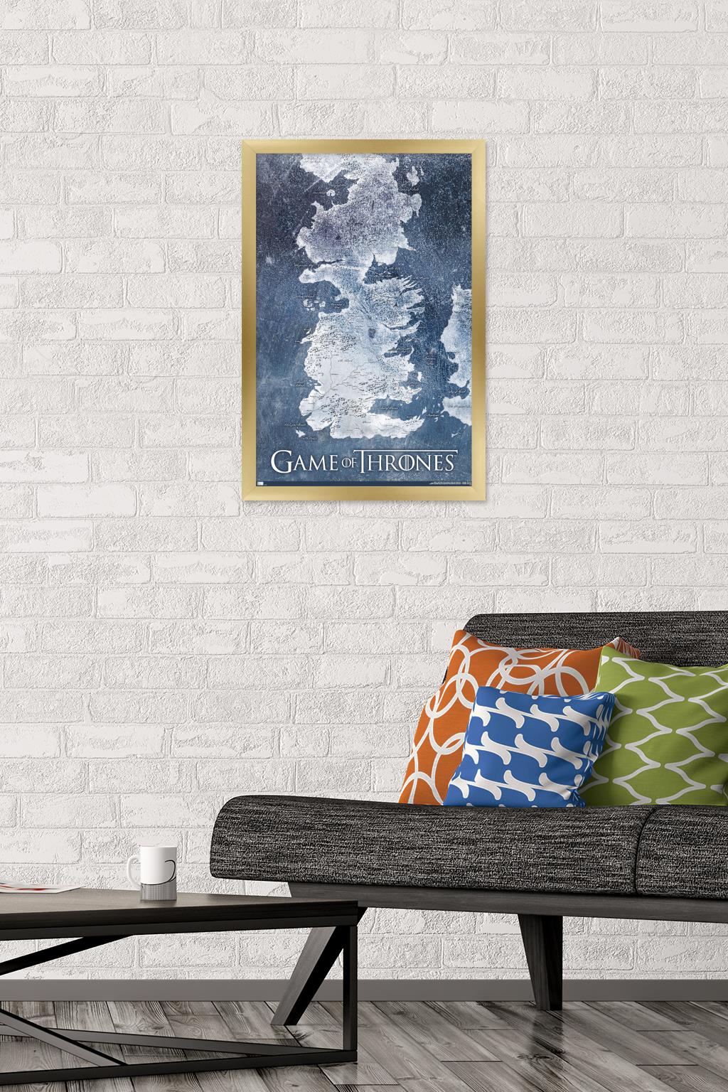 Game of Thrones - Winter Map Wall Poster, 14.725" x 22.375" Framed