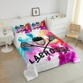 thumbnail image 4 of Erosebridal Sports Lacrosse Bedding Sets King with Comforter, Ice Hockey Duvet Insert, Watercolor Room Decor, 3pcs, 4 of 7