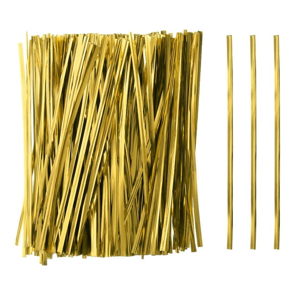 Uxcell 800Pcs Bag Twist Ties 6" Reusable Plastic Twist Ties Wire Cable Ties for Party Bread, Gold Tone