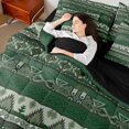 thumbnail image 4 of jejeloiu Vintage Aztec Rhombus 7-Piece Twin Bedding Sets,Green Bohemian Triangle Bedding Comforter Set,Boho Tribal Geometric Sheet Sets For Kids,Luxury Bedroom Decor Reversible, 4 of 8