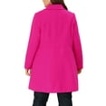 thumbnail image 3 of Unique Bargains Women's Plus Notched Lapel Double Breasted Long Coat Hot Pink 1X, 3 of 6